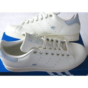 Adidas Women's Stan Smith Leather Court Shoes Off White Halo Blue Sizes NIB